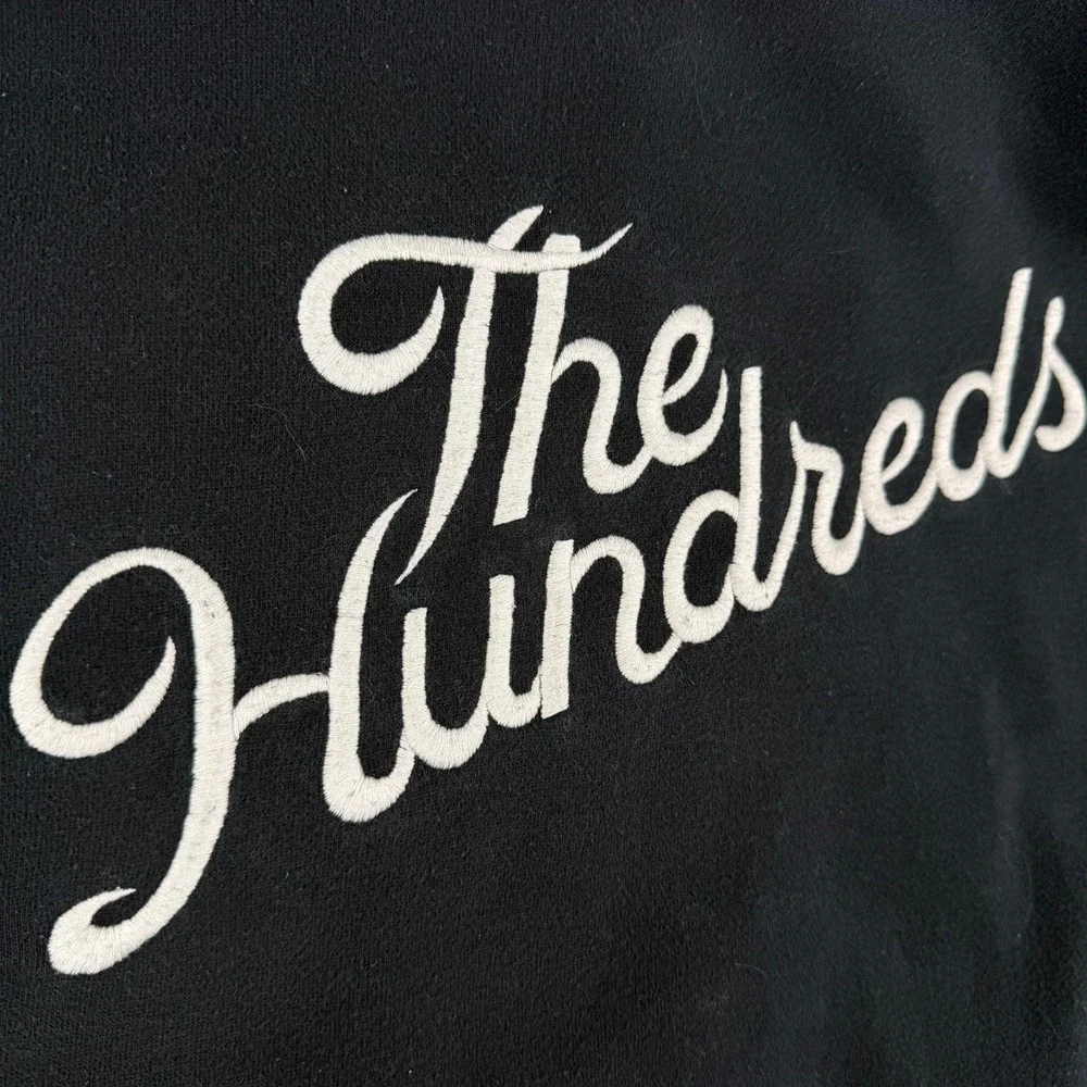 The Hundreds Hoodie Mens M Black Grey Snap Front Varsity Style Jacket Script‎